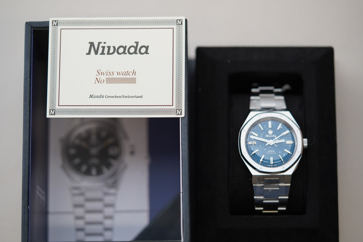 Nivada Grenchen F77 MK2 SST Blue Dial No Date 68045A77