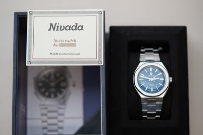 Nivada Grenchen F77 MK2 SST Blue Dial No Date 68045A77