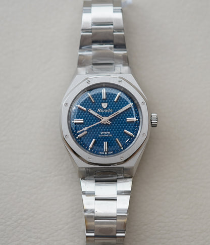 Nivada Grenchen F77 MK2 SST Blue Dial No Date 68045A77