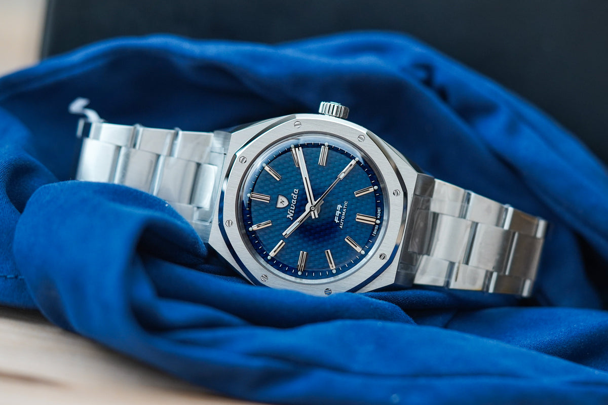 Nivada Grenchen F77 MK2 SST Blue Dial No Date 68045A77