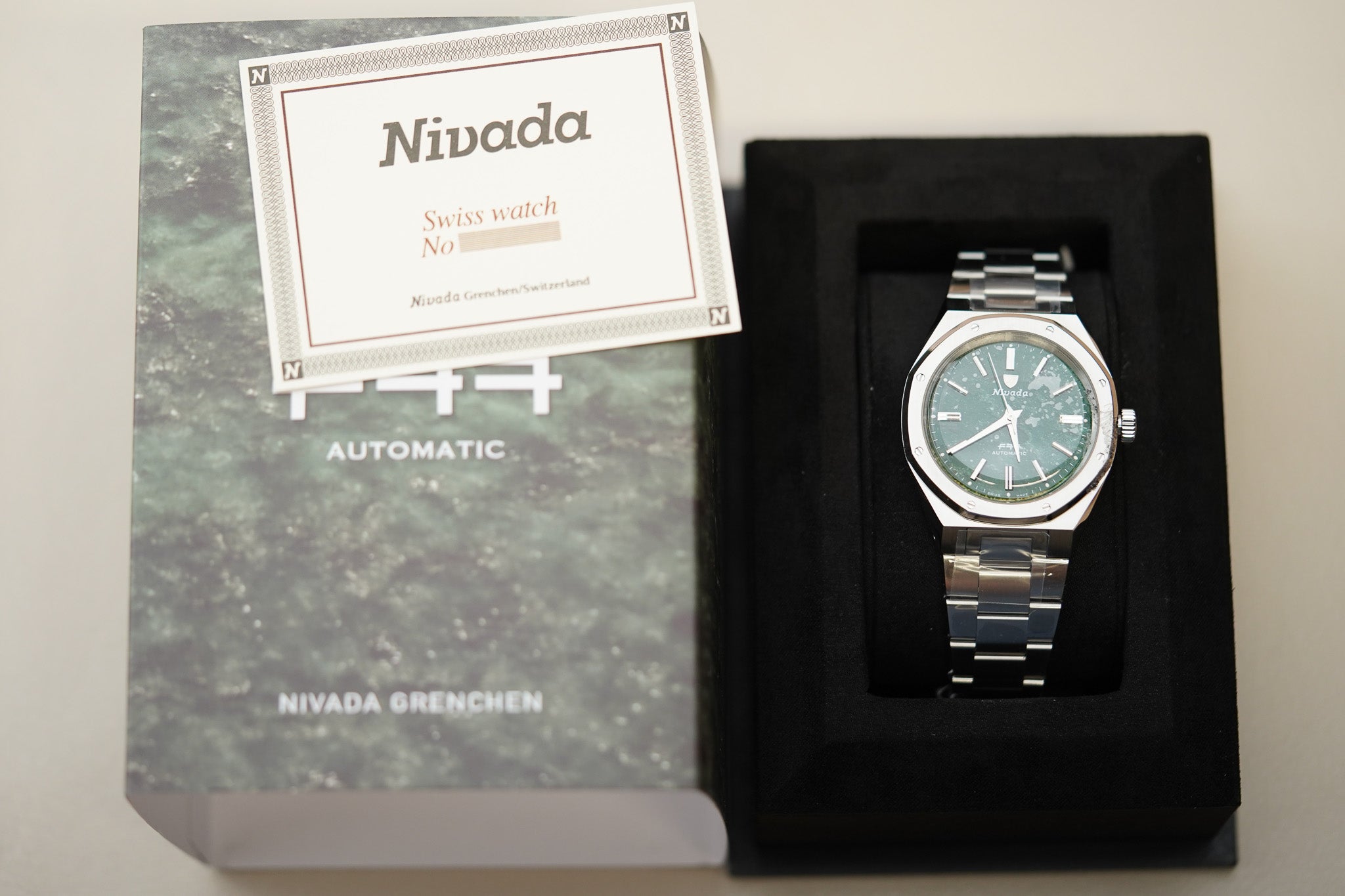 Nivada Grenchen F77 MK2 Green Aventurine Dial 68053A77