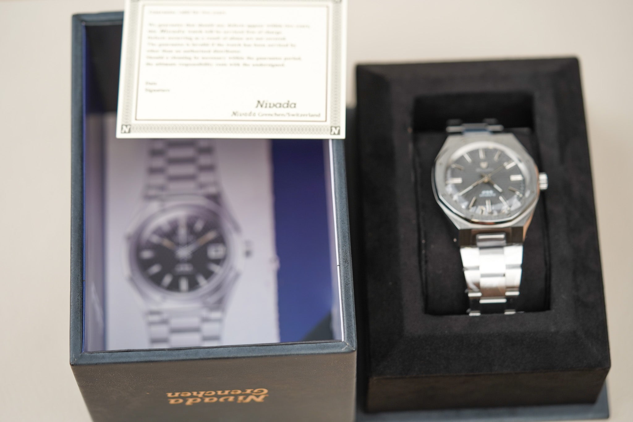 Nivada Grenchen F77 MK2 SST Grey Dial No Date 68044A77