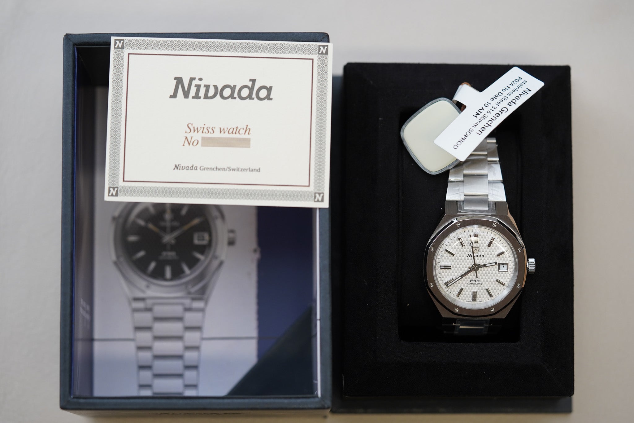 Nivada Grenchen F77 MK2 SST White Dial Date 69014A77