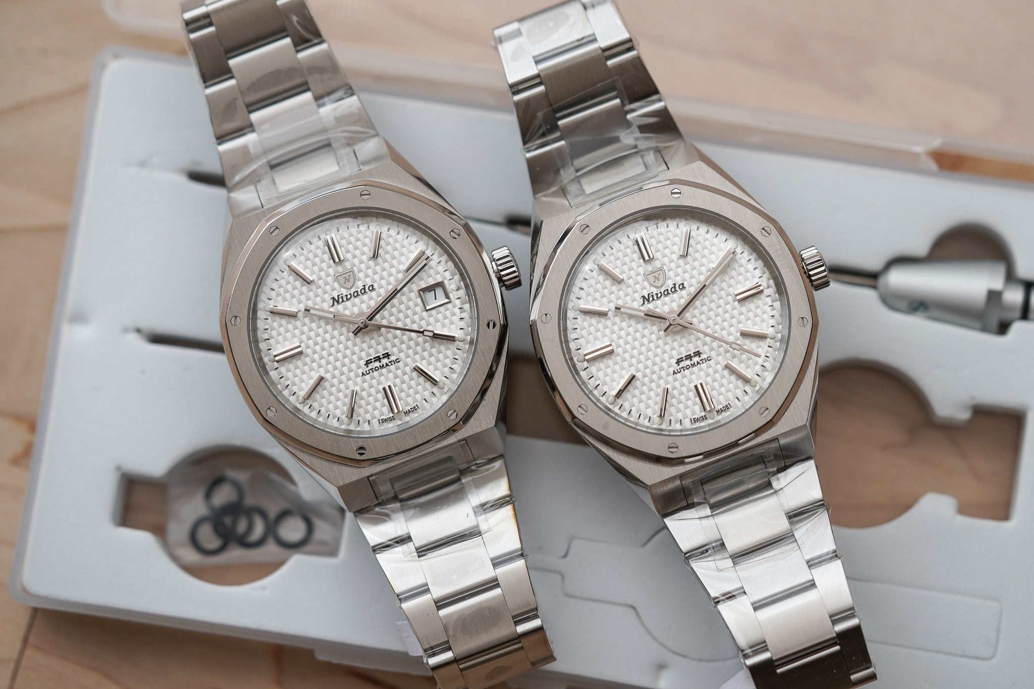 Nivada Grenchen F77 MK2 SST White Dial Date 69014A77