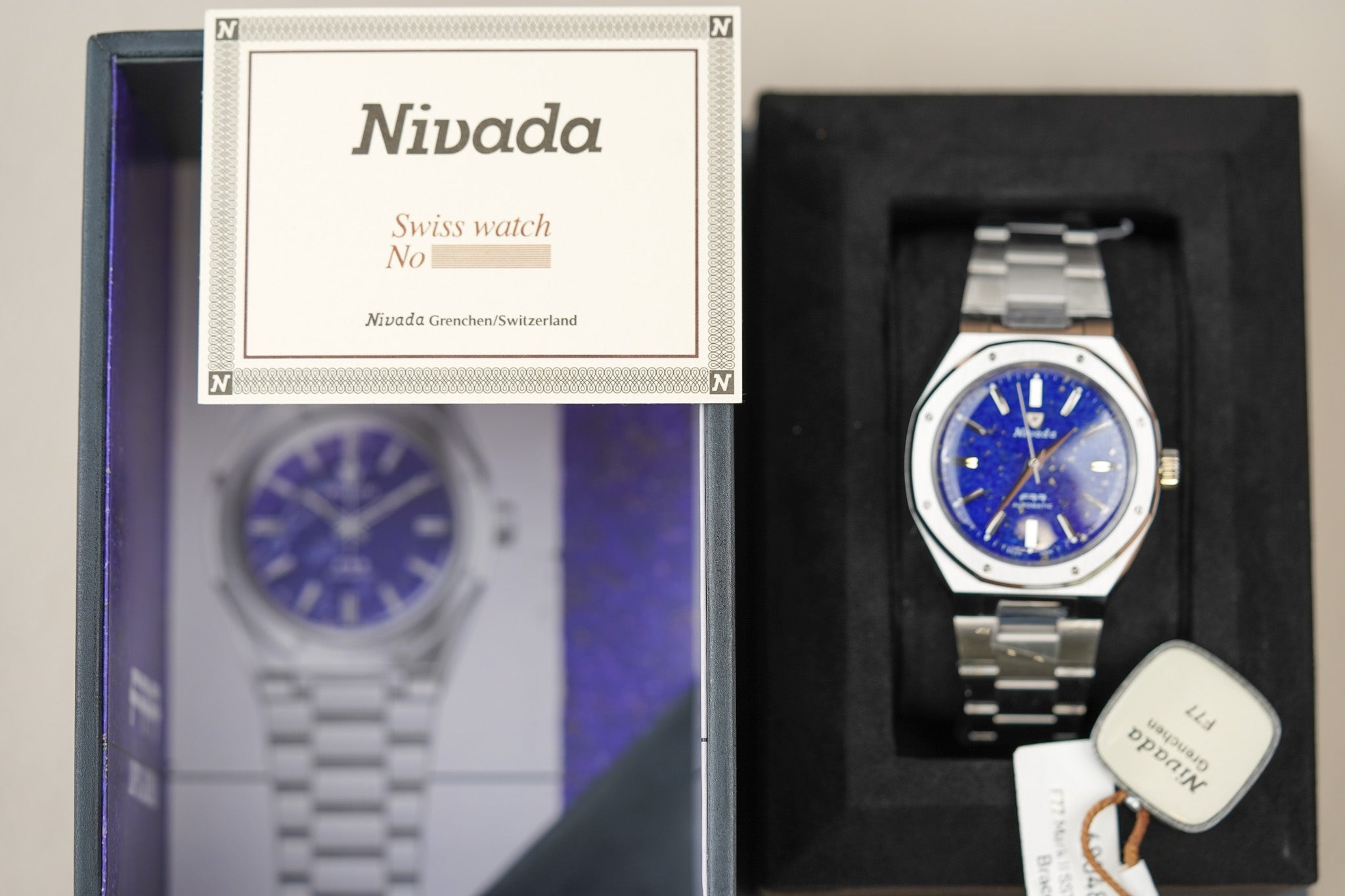 Nivada Grenchen F77 MKII SST Lapis Lazuli Dial 68048A77