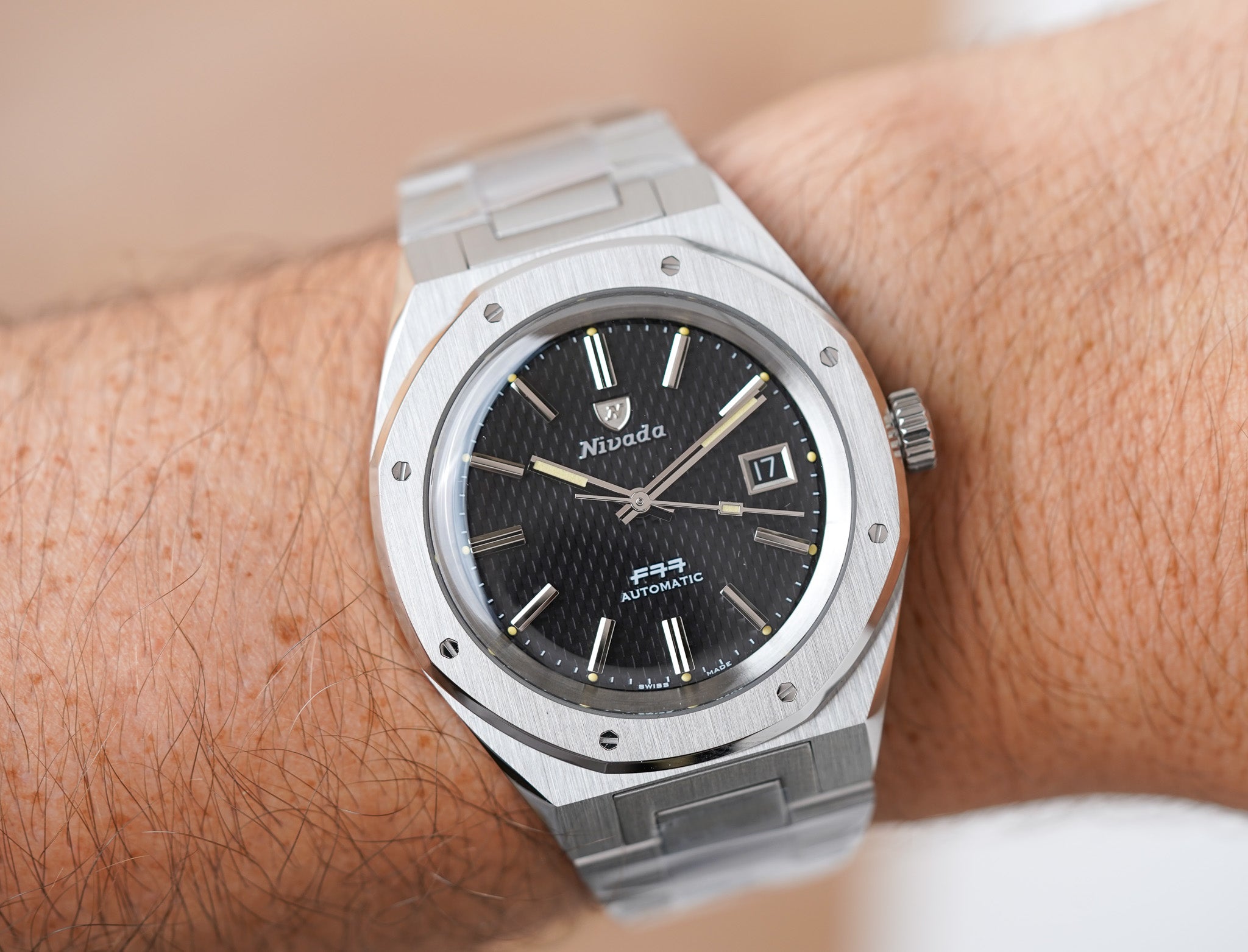 Nivada Grenchen F77 Stainless Steel 41mm Black Dial 69041A77A