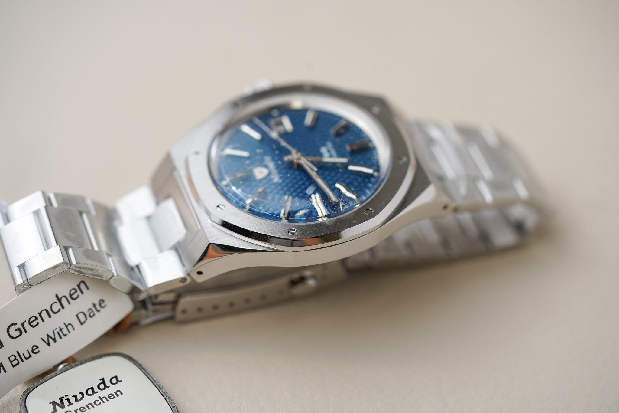 Nivada Grenchen F77 Stainless Steel 41mm Blue Dial 69041A77B