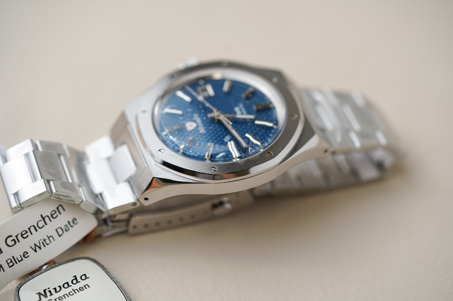 Nivada Grenchen F77 Stainless Steel 41mm Blue Dial 69041A77B