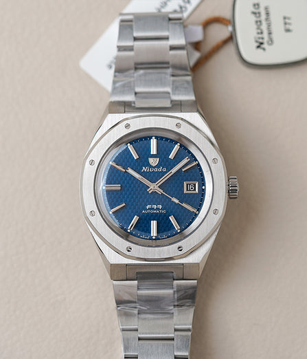 Nivada Grenchen F77 Stainless Steel 41mm Blue Dial 69041A77B