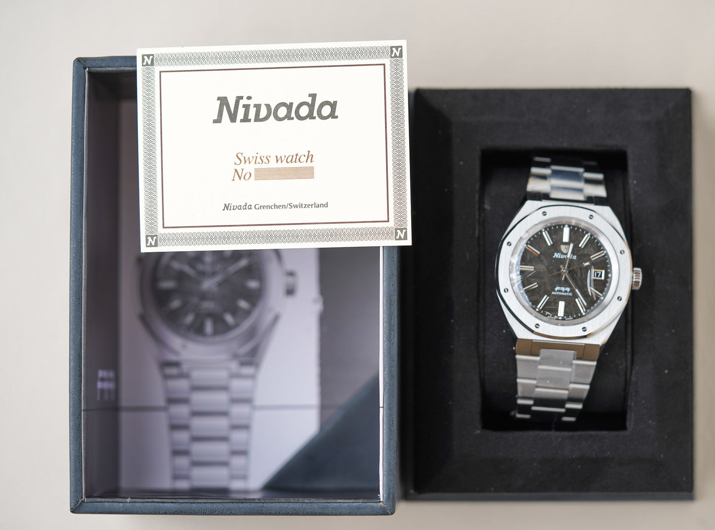 Nivada Grenchen F77 Stainless Steel 41mm Meteorite Dial 69041A77C