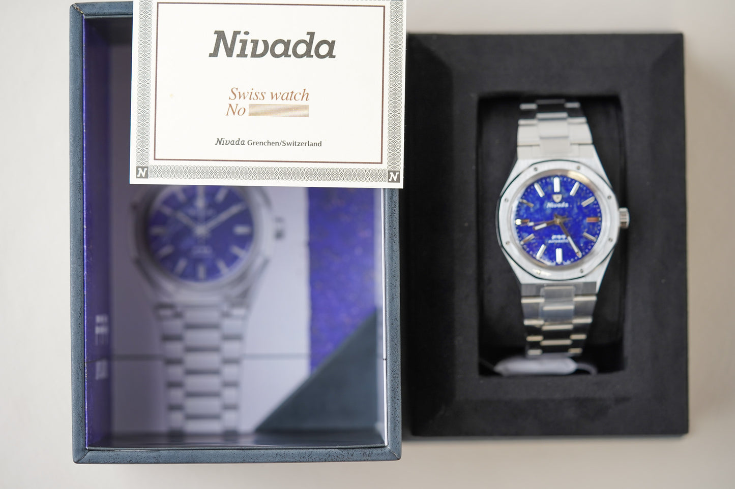 Nivada Grenchen F77 Stainless Steel Lapis Lazuli 68009A77