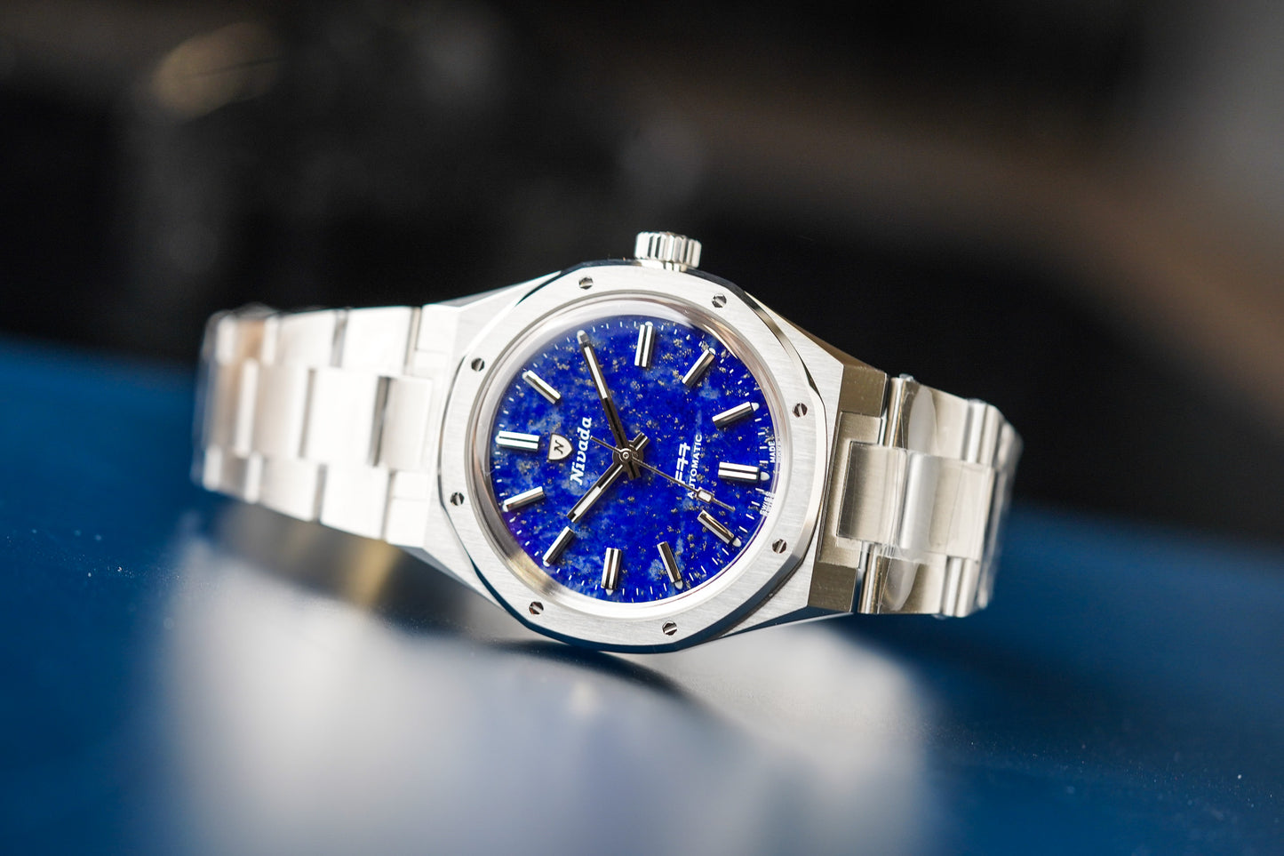 Nivada Grenchen F77 Stainless Steel Lapis Lazuli 68009A77