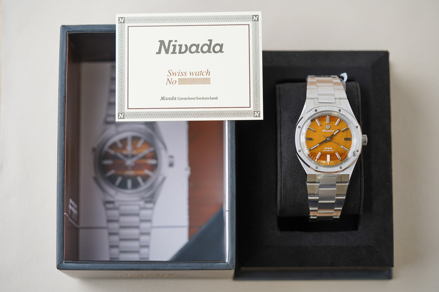 Nivada Grenchen F77 Tiger Eye MK1 Steel 68032A77