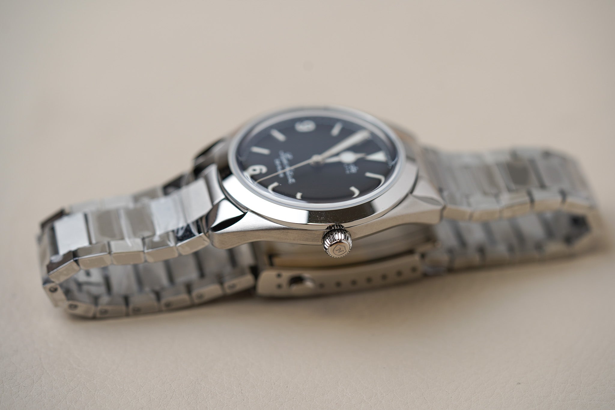 Nivada Grenchen Super Antarctic 3.6.9 Black No Vintage Effect White Lume Flat Link 32039A20