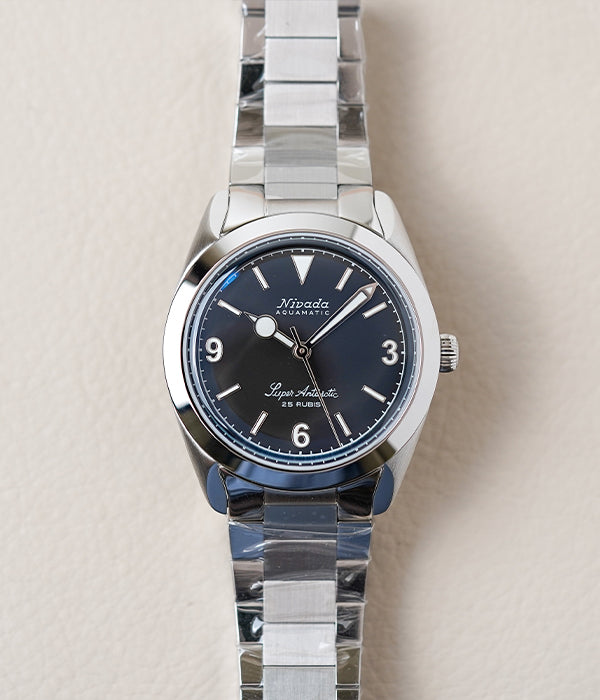 Nivada Grenchen Super Antarctic 3.6.9 Black No Vintage Effect White Lume Flat Link 32039A20