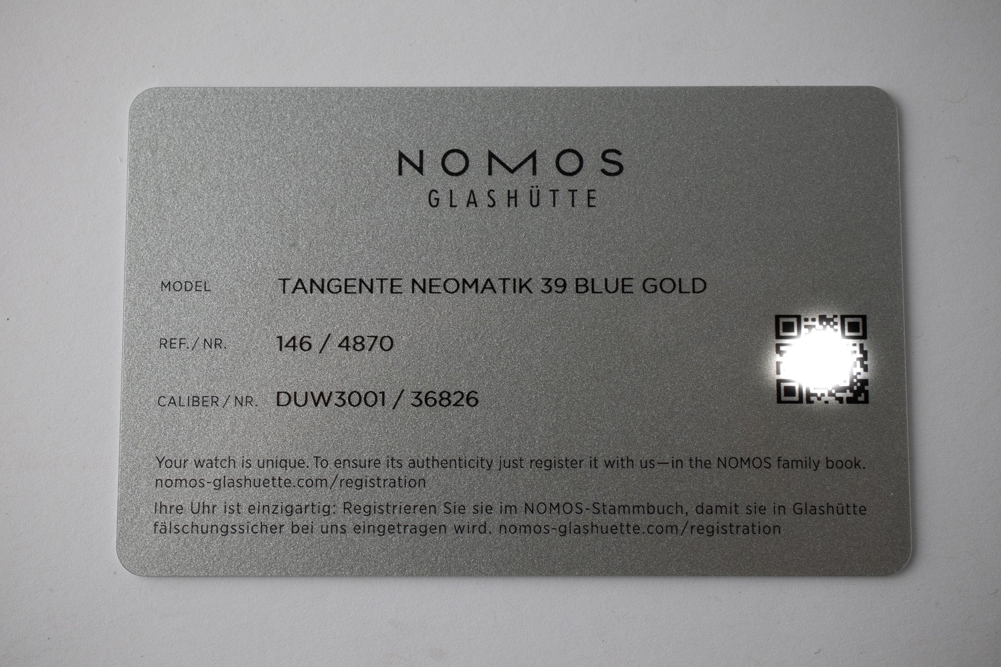 Nomos Tangente Neomatik 39 Blue Gold 146