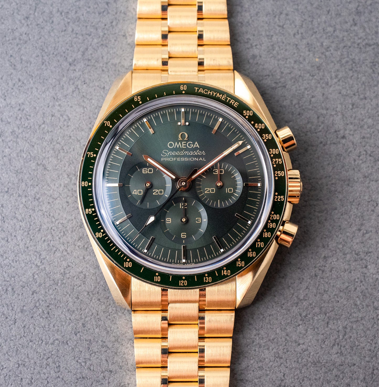 Omega Speedmaster 18K Moonshine Gold Green Dial 310.60.42.50.10.001