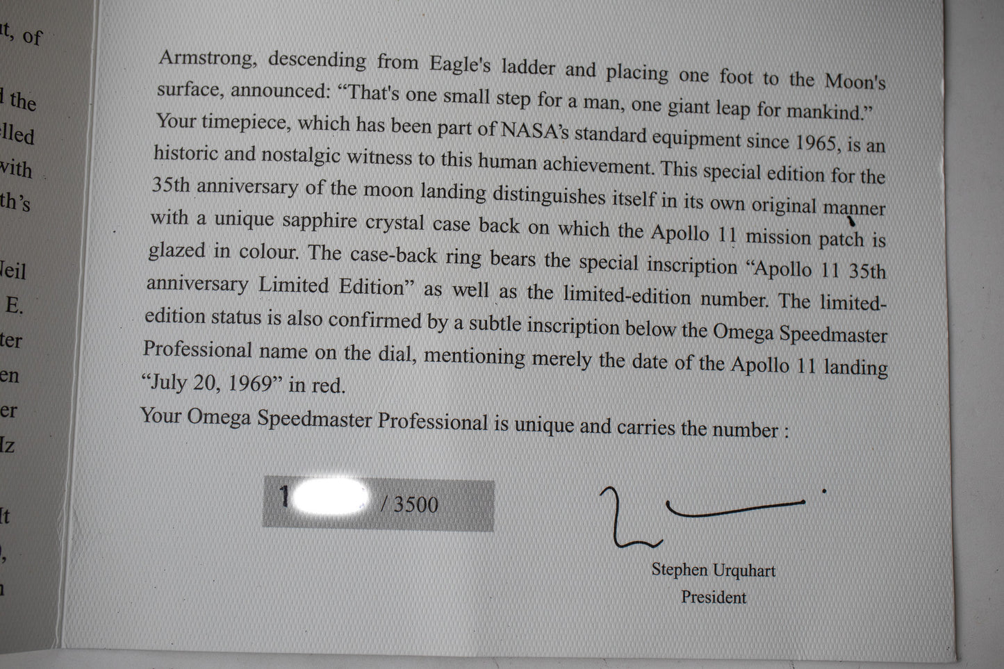 Omega Speedmaster Apollo XI 35th Anniversary 3569.31