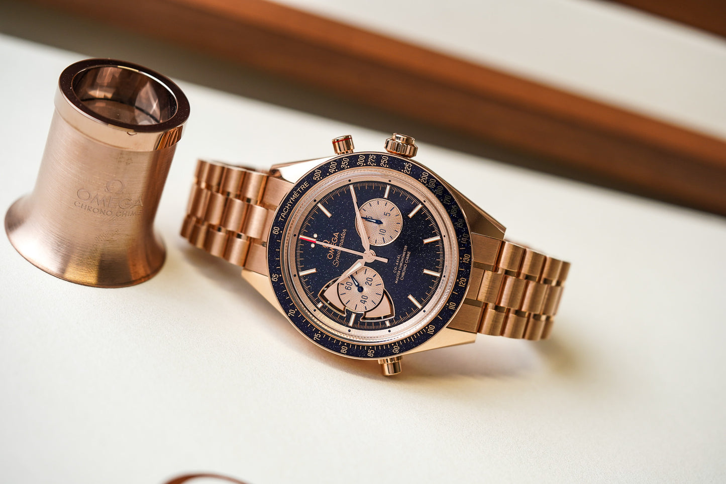 Omega Speedmaster Chrono Chime 18K Sedna Gold 522.50.45.52.03.001