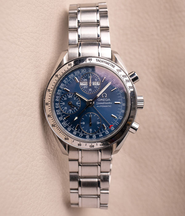 OMEGA クロノグラフ デイデイト Speedmaste﻿r 3523.80. Pre-Owned Omega Speedmaster 3523.80 | Blue Dial Day-Date – JD