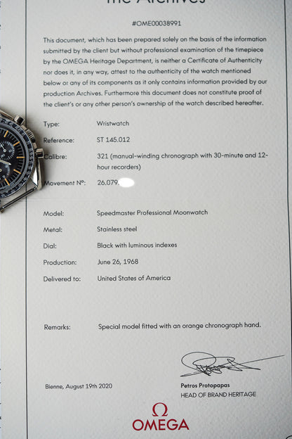 1968 Omega Speedmaster 'Ultraman' 145.012-67