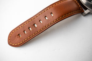 Panerai Luminor Marina Titanio PAM177 brown leather strap with stitching