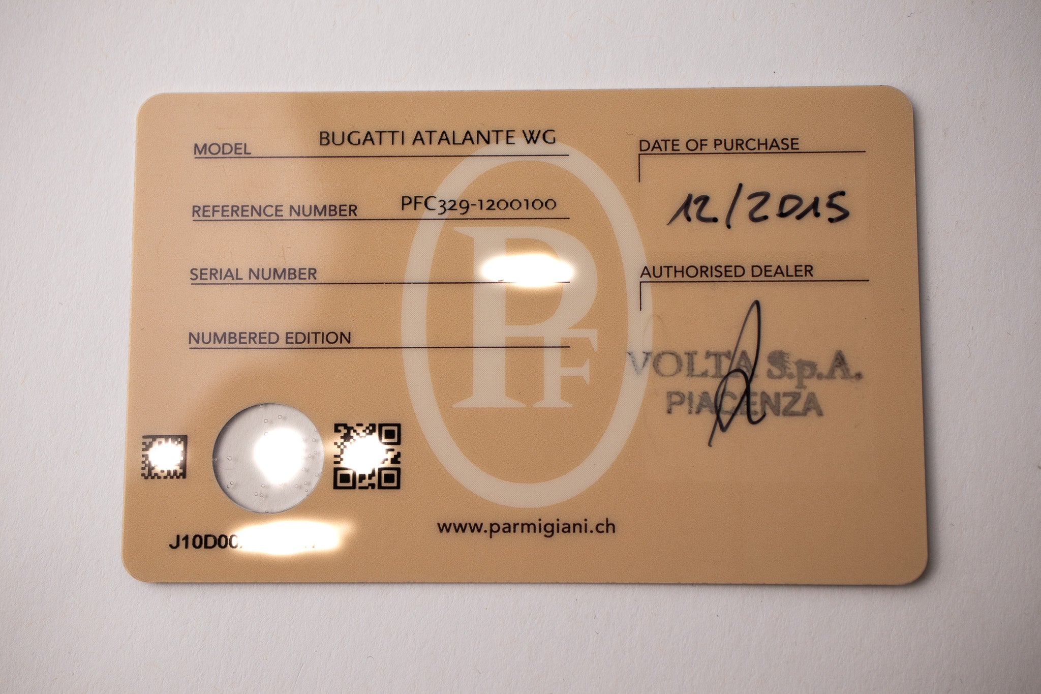 Parmigiani Bugatti Atalante Flyback Chronograph WG PFC 329-1200100