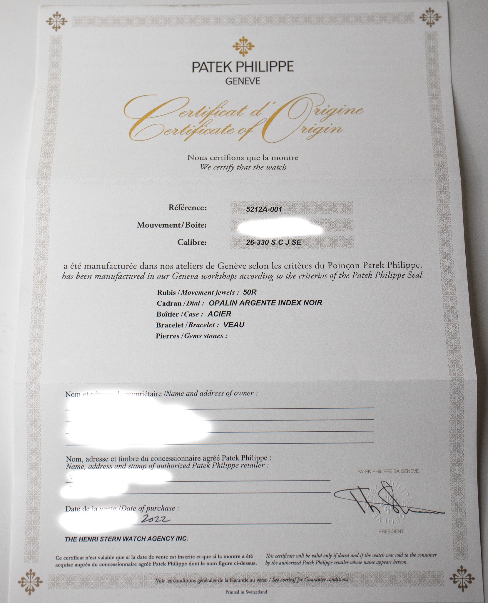 Patek Philippe Calatrava Weekly Calendar 5212A