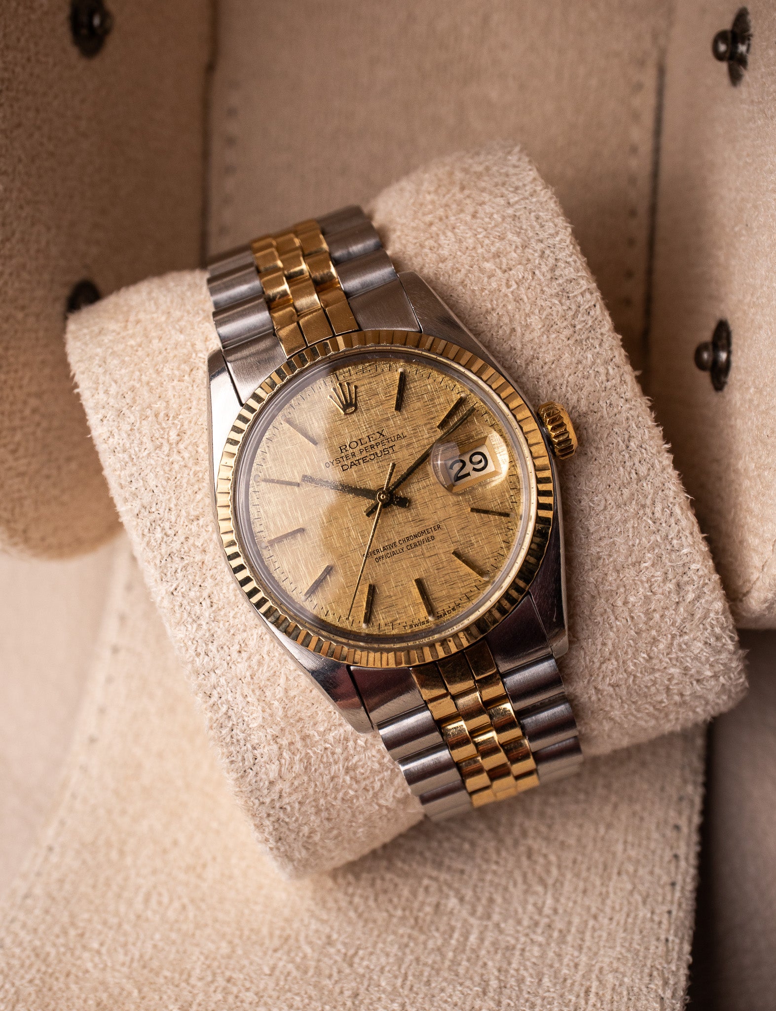 Rolex Datejust 16013 TT Champagne Linen dial – Belmont Watches