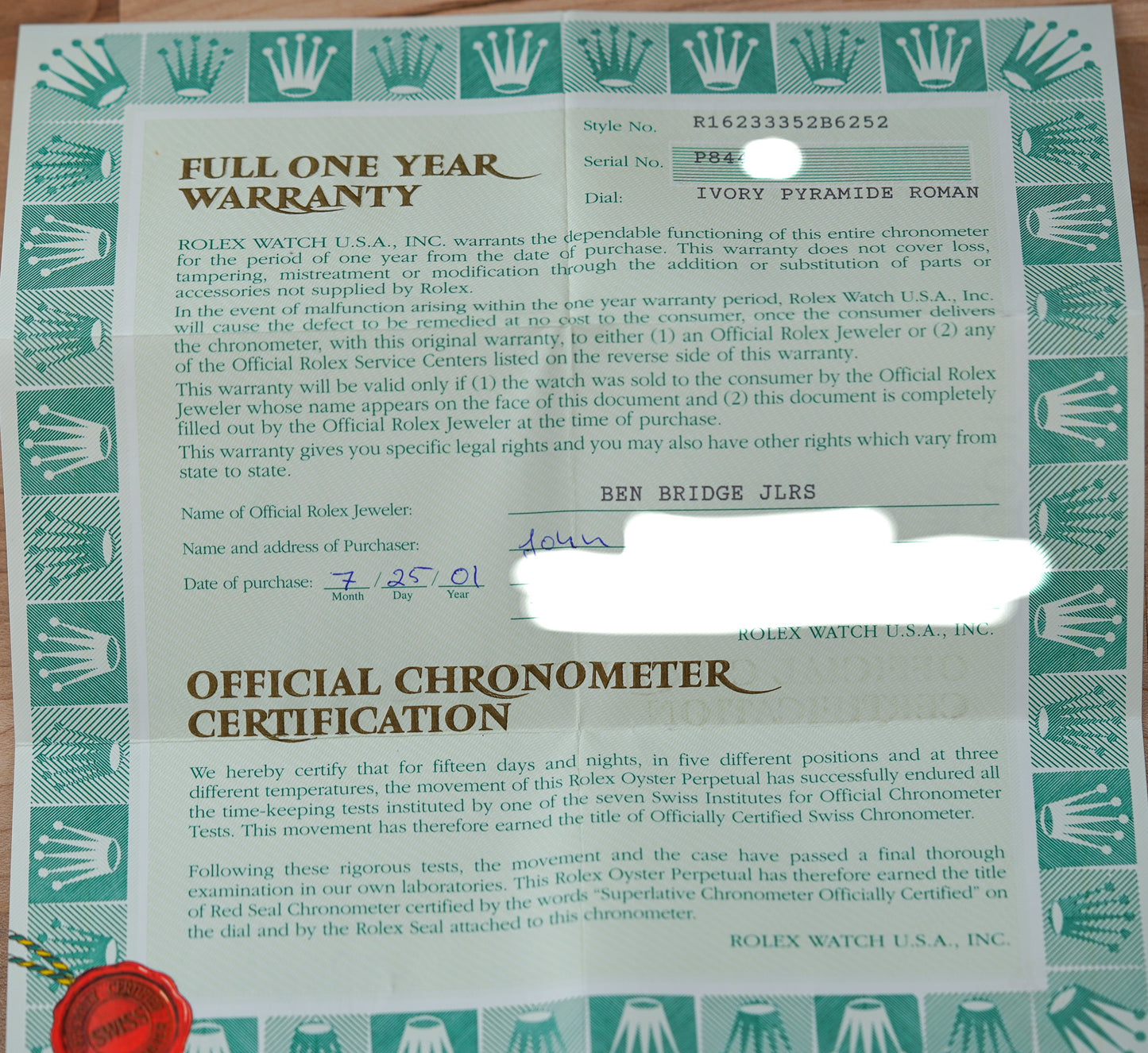 Rolex Datejust 16233 Pyramid Ivory Dial