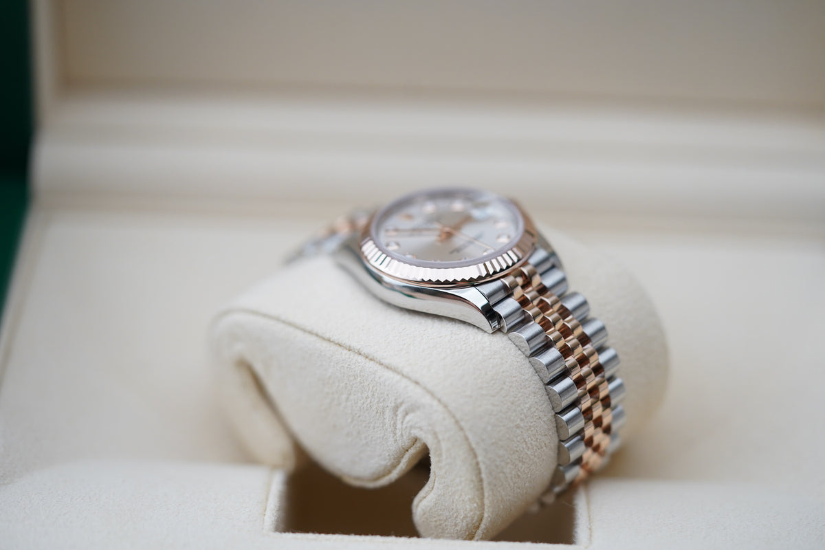 Rolex Datejust 31 Rose Gold Silver Diamond Dial Jubilee 278271