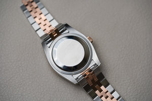 Rolex Datejust 36 Black Sunbeam Roman Dial Rose Two Tone 116231