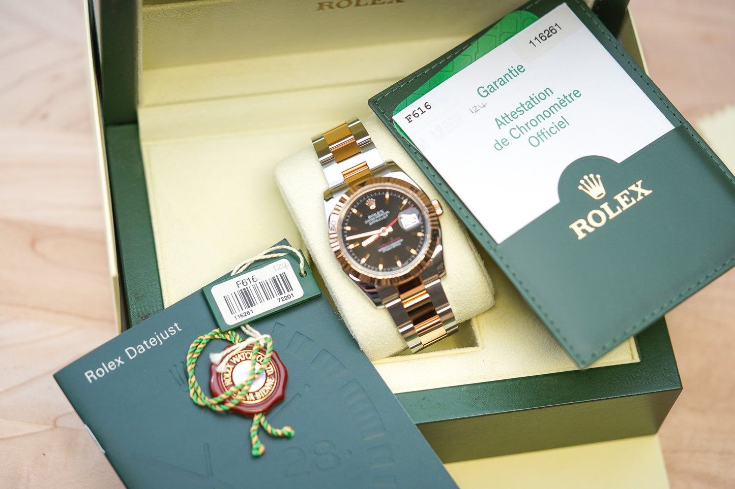 Rolex Datejust Turn-O-Graph 116261 Rose Gold Black Dial