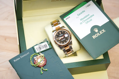 Rolex Datejust Turn-O-Graph 116261 Rose Gold Black Dial