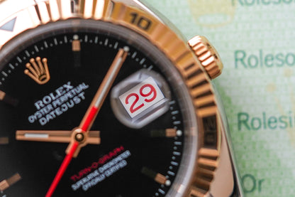 Rolex Datejust Turn-O-Graph 116261 Rose Gold Black Dial