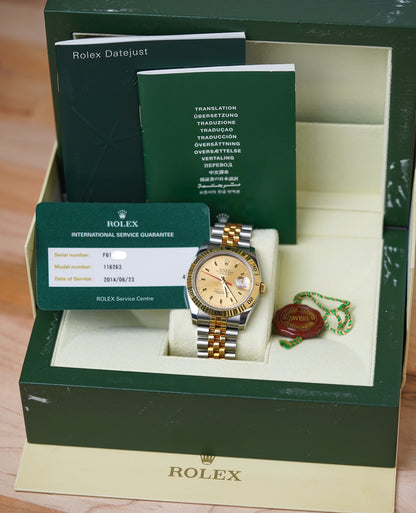 Rolex Datejust Turn-O-Graph 116263 Champagne Dial Jubilee