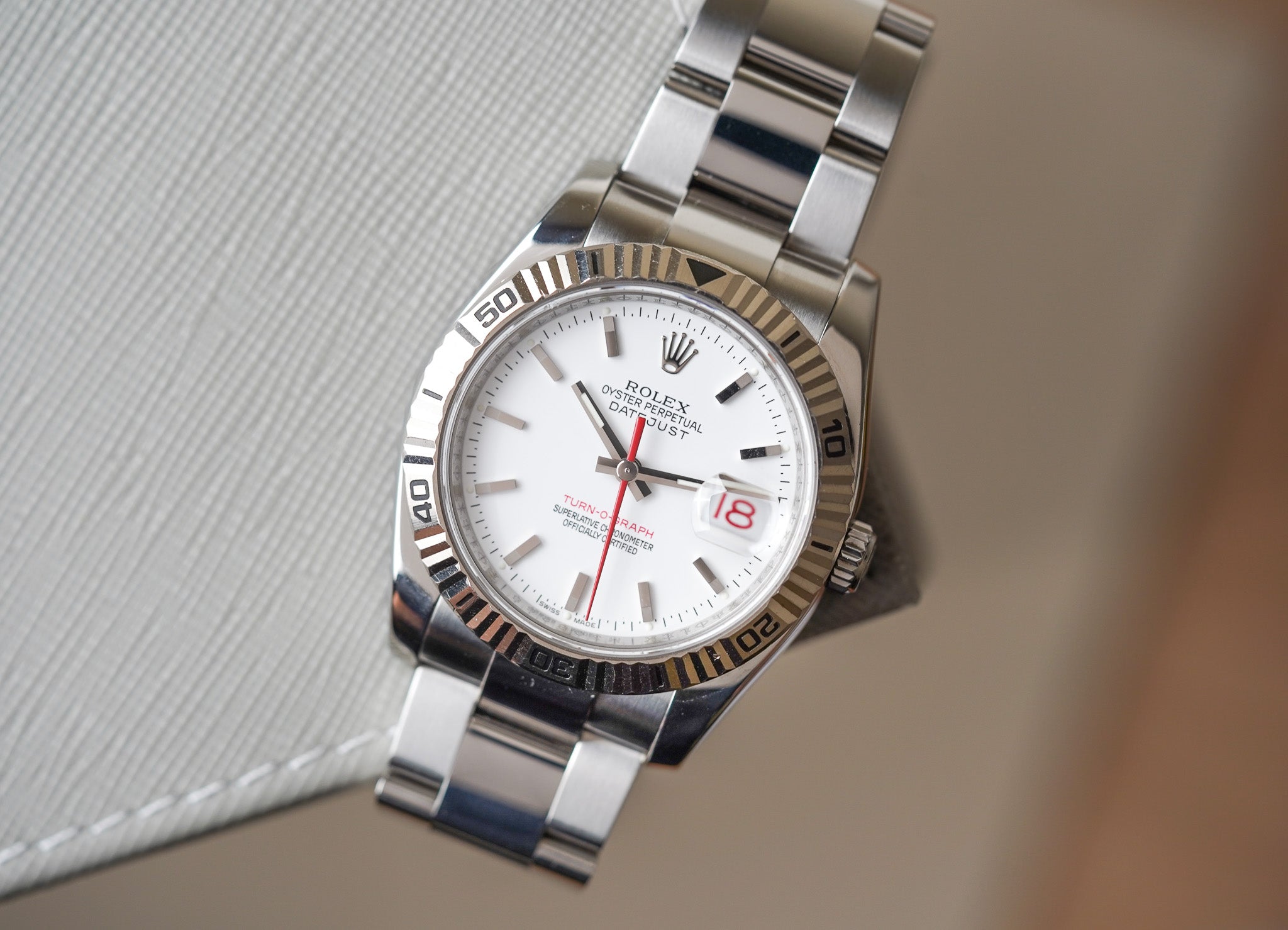 Rolex Datejust Turn-O-Graph 116264 White Dial