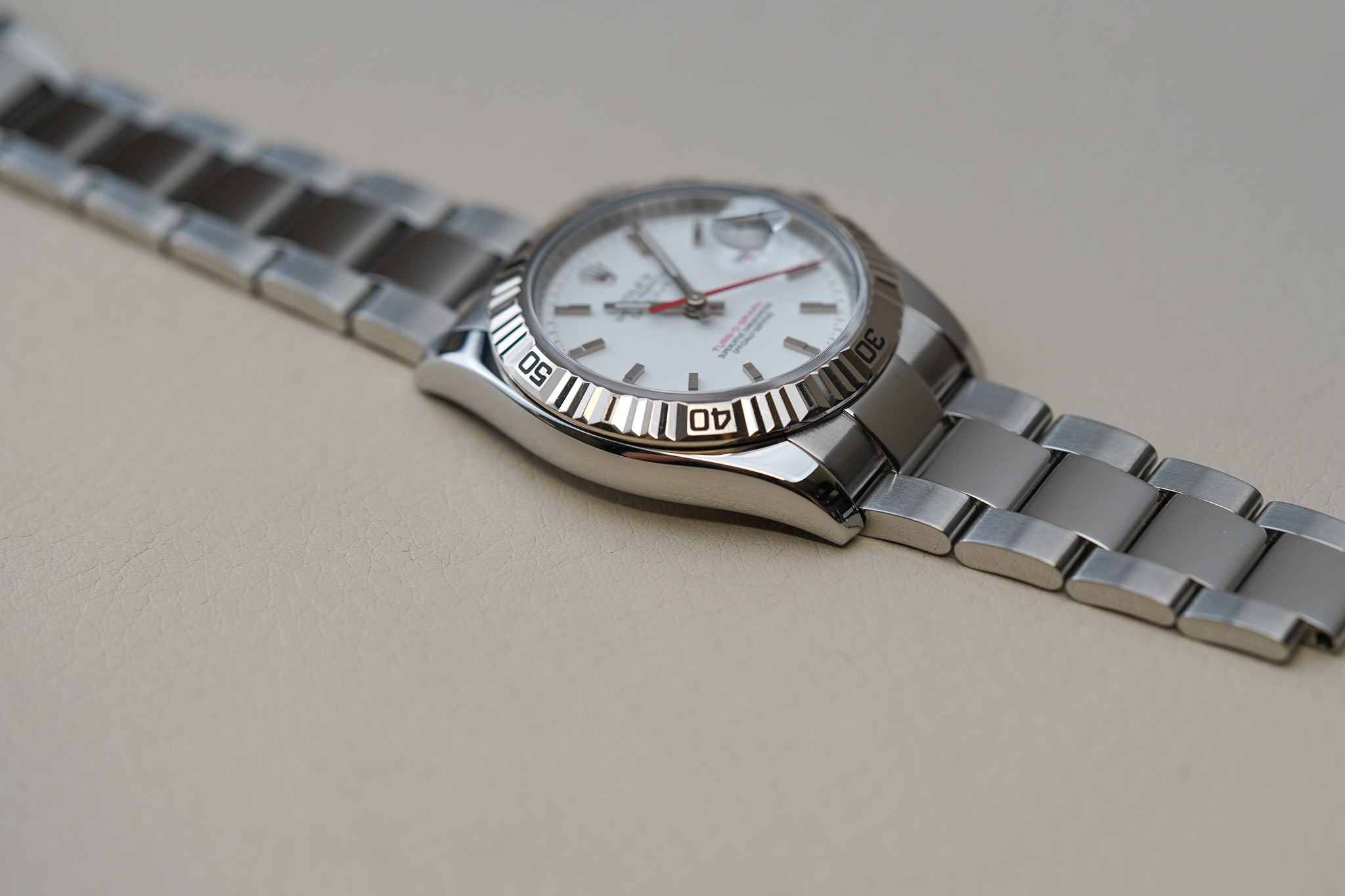 Rolex Datejust Turn-O-Graph White Dial 116264 Oyster