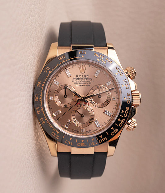 Rolex Daytona Everose Sundust Baguette Diamond Dial 116515LN