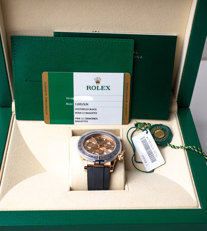 Rolex Daytona Everose Sundust Baguette Diamond Dial 116515LN