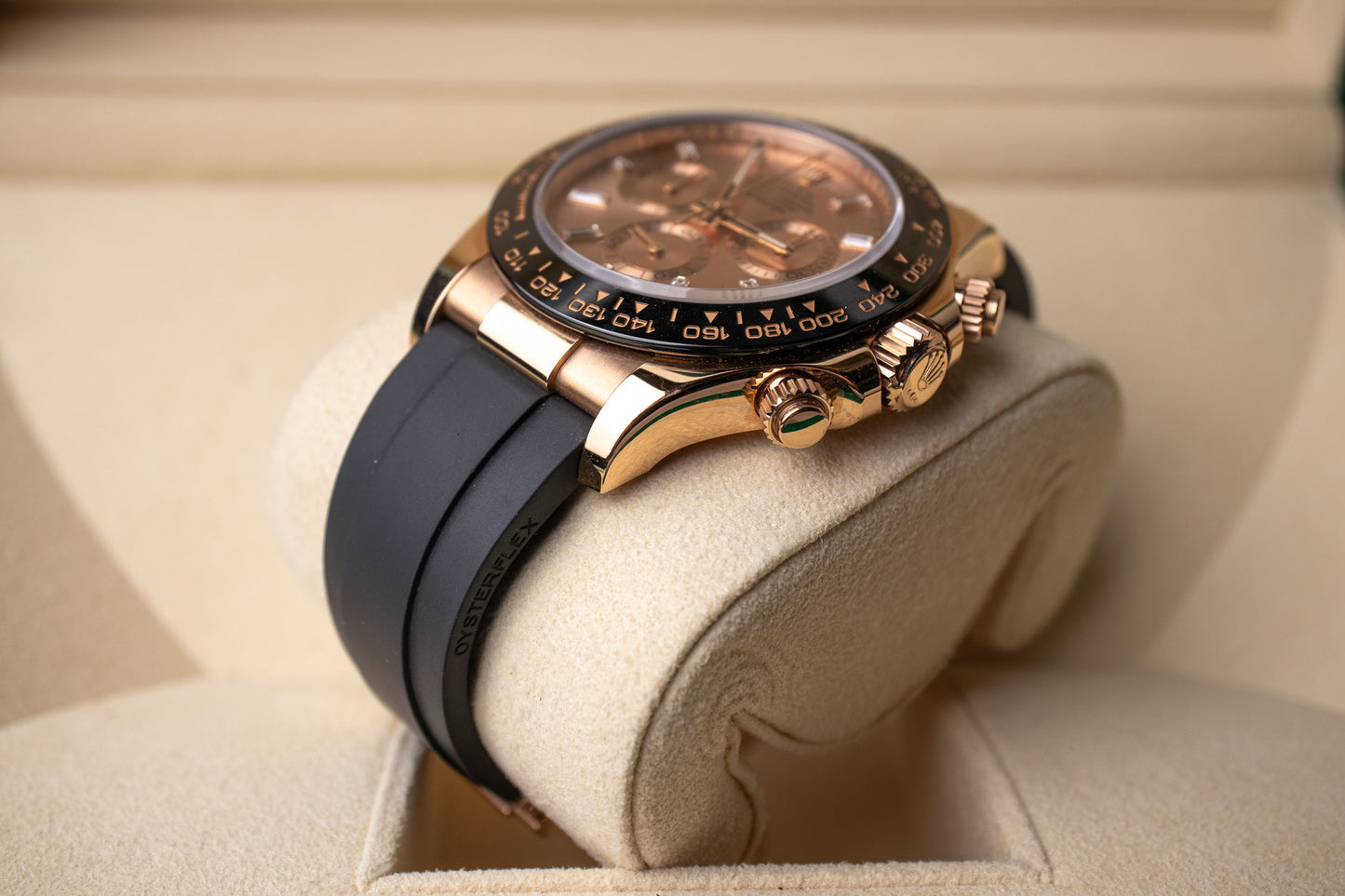 Rolex Daytona Everose Sundust Baguette Diamond Dial 116515LN