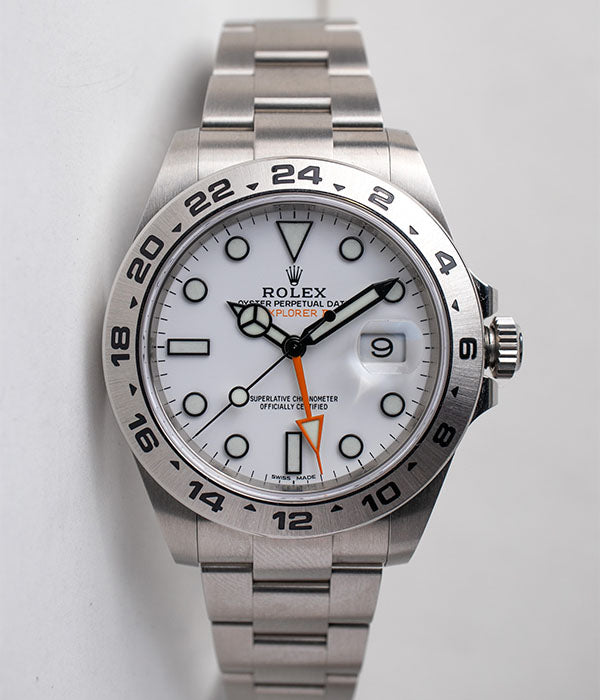 Rolex Explorer II reference 16570 White dial Men's watch 42mm gmt for sale by Belmont Watches in San Diego