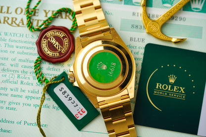 1993 Rolex Submariner 18K Yellow Gold 16618 'Blusey'