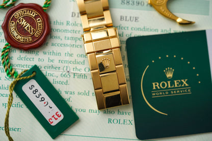 1993 Rolex Submariner 18K Yellow Gold 16618 'Blusey'