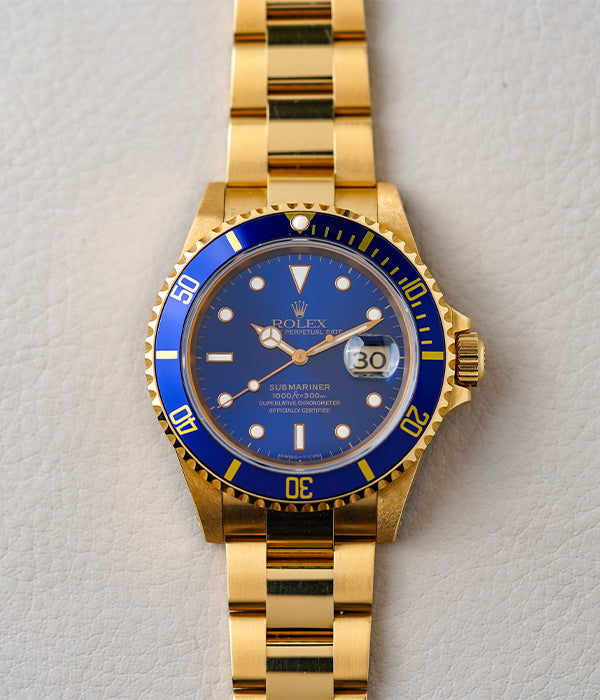 1993 Rolex Submariner 18K Yellow Gold 16618 'Blusey'