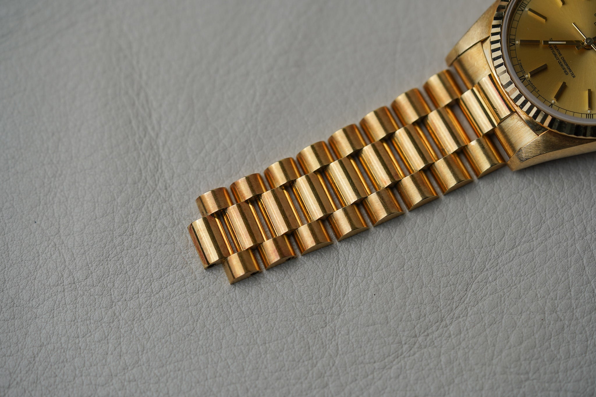 1989 Rolex Day-Date 18238 Champagne Stick Dial – Belmont Watches