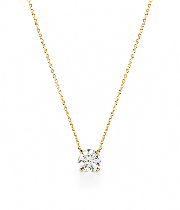 Round IGI Certified 2.01ct 14k Yellow Gold Lab Grown Diamond Solitaire Necklace 18"