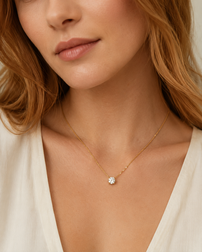 Round IGI Certified 2.01ct 14k Yellow Gold Lab Grown Diamond Solitaire Necklace 18"