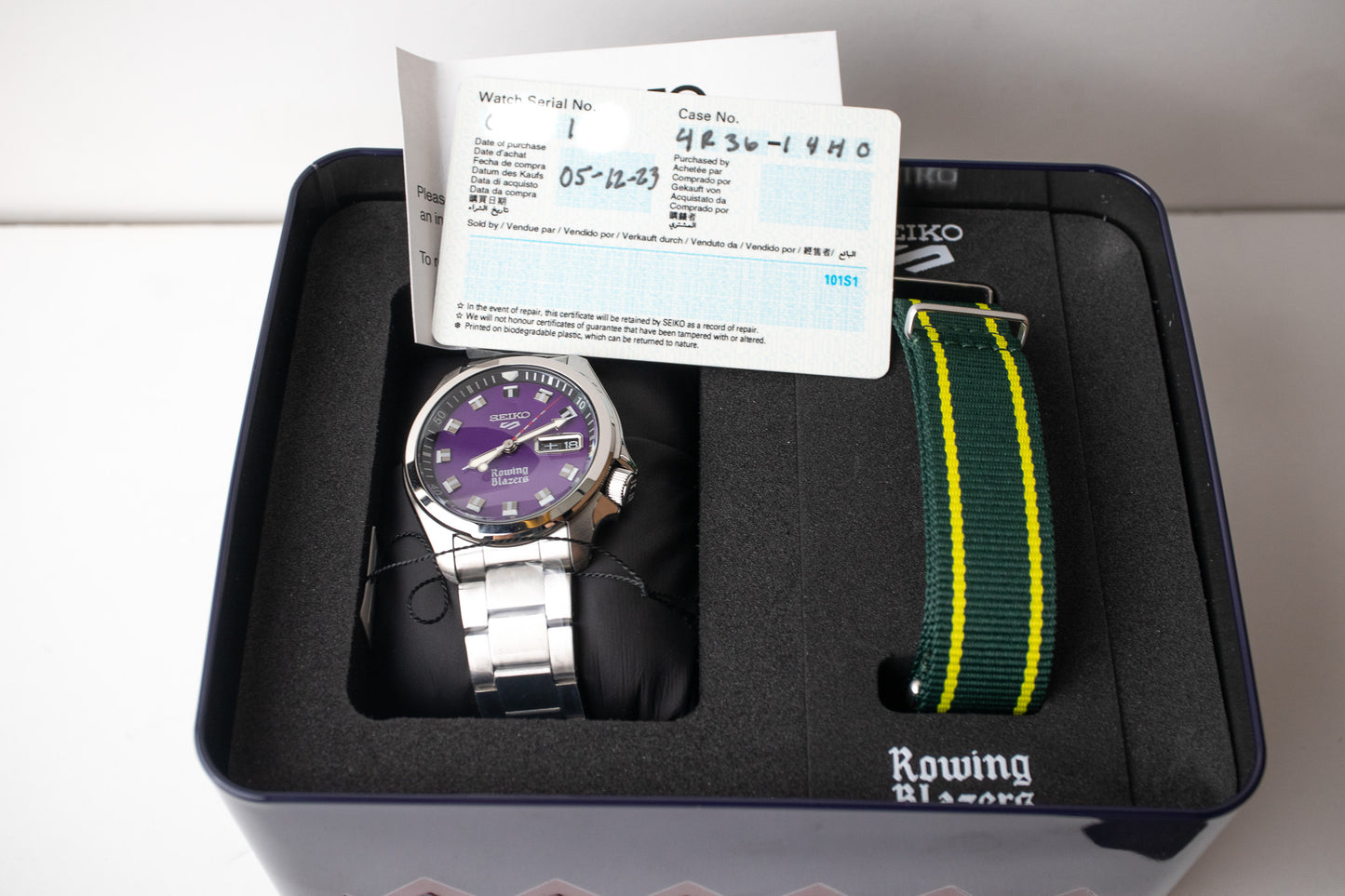 Rowing Blazers X Seiko 5 Purple SRPJ65