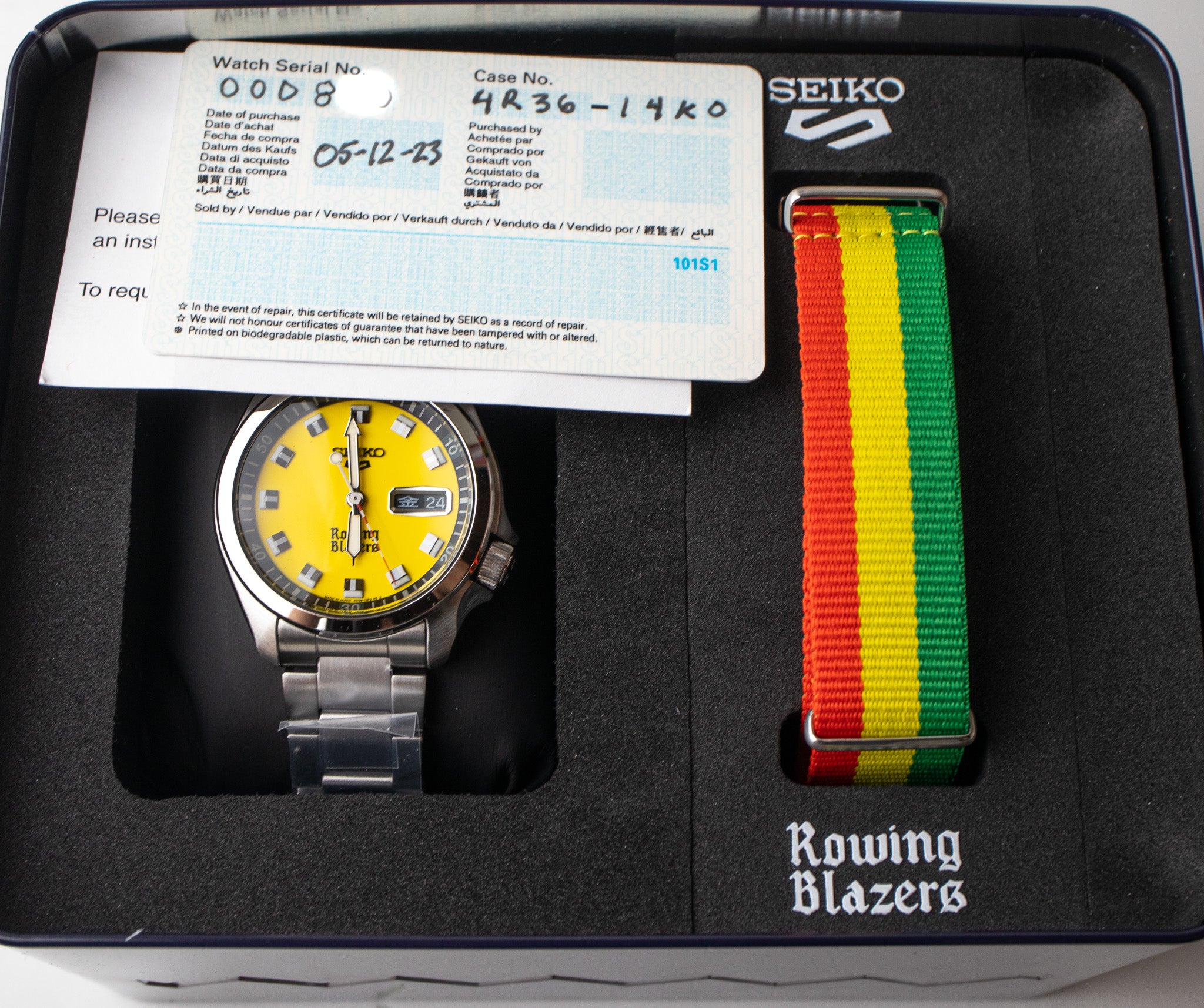 Rowing Blazers X Seiko 5 Yellow SRPJ69